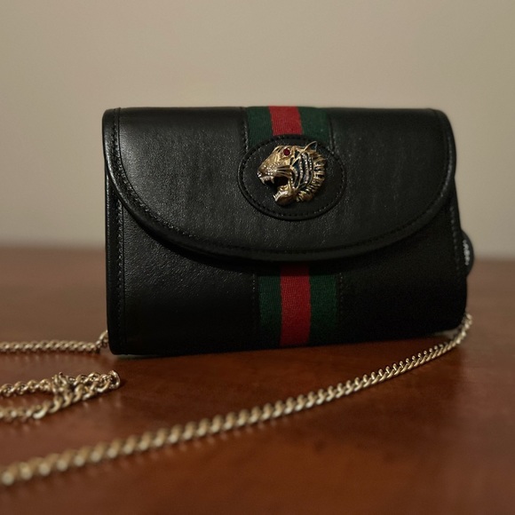 Gucci Black Leather Web Rajah Shoulder Bag Mini - Picture 3 of 3